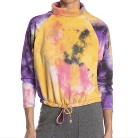 Lush Sweaters - Lush - Tie Dye Mock Neck Sweater